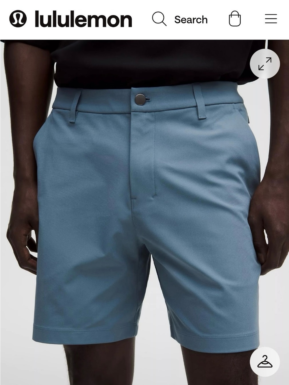 lululemon men's abc classic fit short 7 warpstreme color steel bue size 33